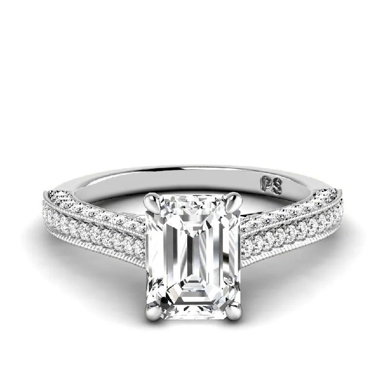 Women’s minimalist diamond engagement rings-1.15-3.65 CT Round & Emerald Cut Lab Grown Diamonds - Engagement Ring