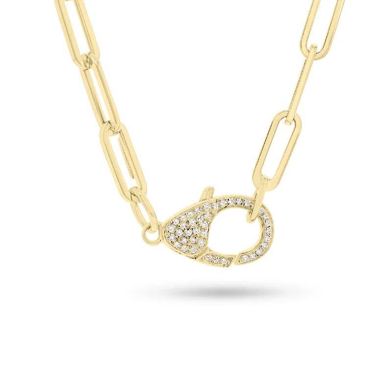 Women’s long pendant necklaces-Pave Diamond Oversized Clasp Pendant Necklace