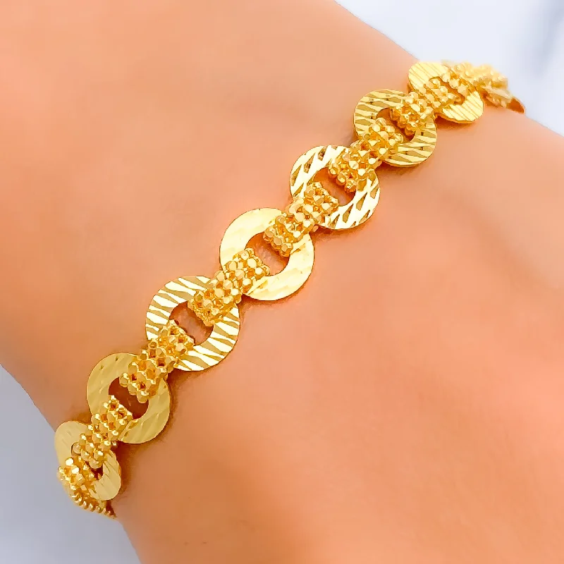 Women’s sterling silver chain bracelets-Regal Gleaming 22K Gold Bracelet