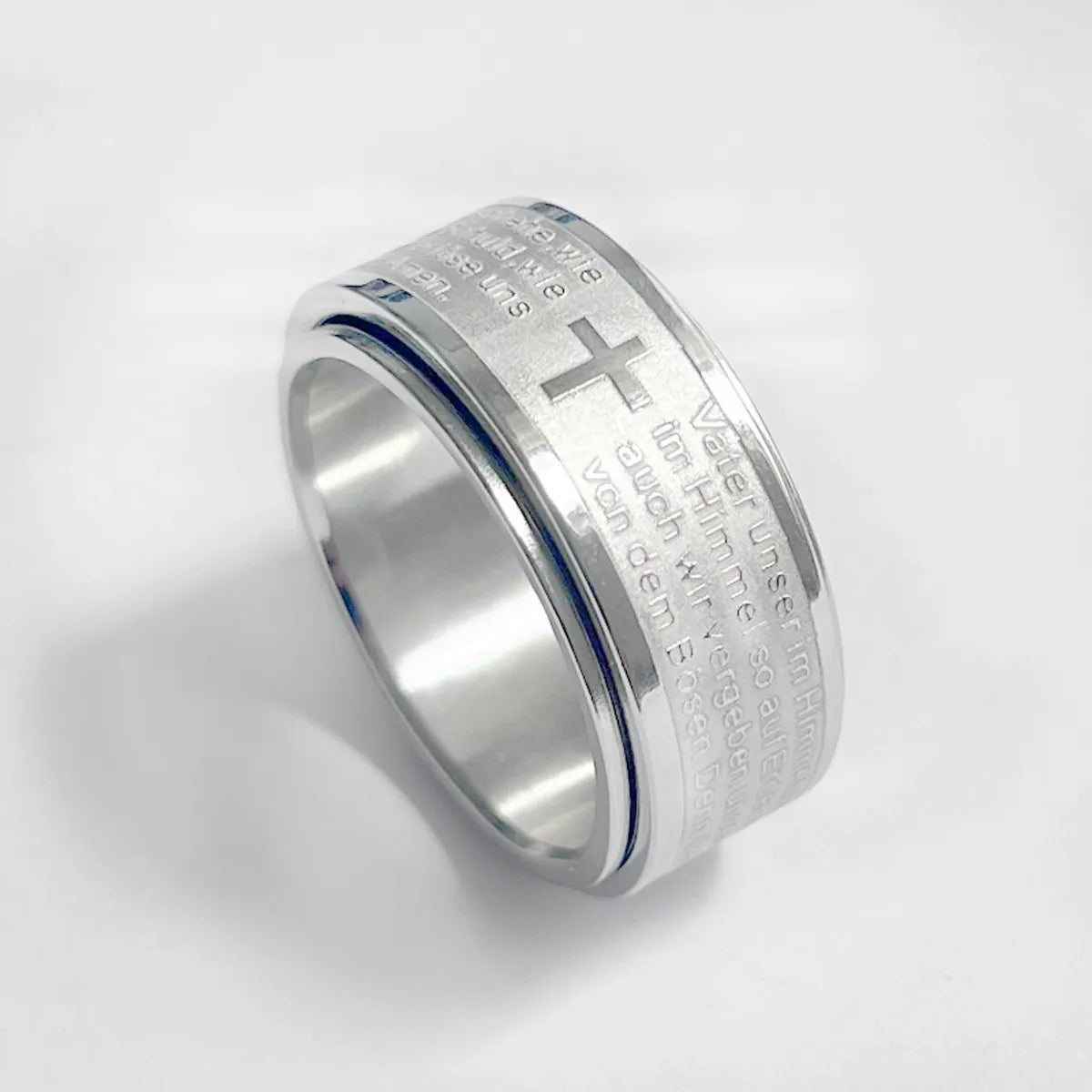 Women’s engraved rings-Stainless Steel Simple Style Cross Letter Polishing Rings