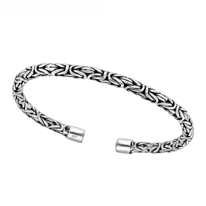 Women’s classic bangles-Sterling Silver Braided Cuff Bracelet