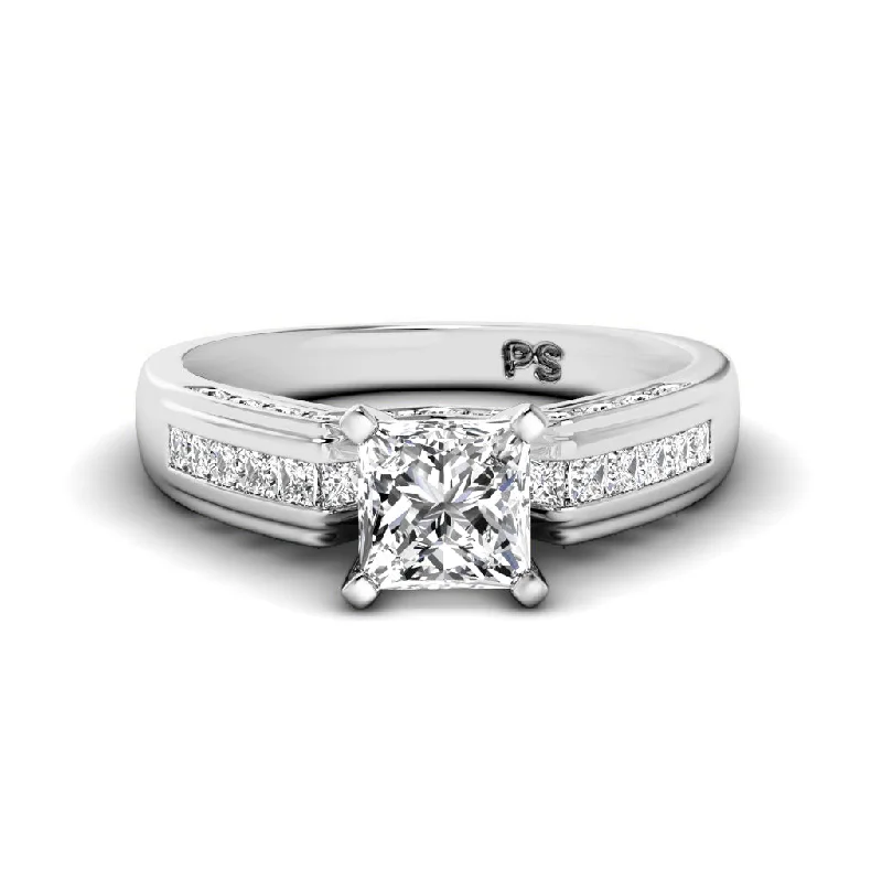 Women’s halo engagement rings-0.80-1.95 CT Round & Princess Cut Diamonds - Engagement Ring