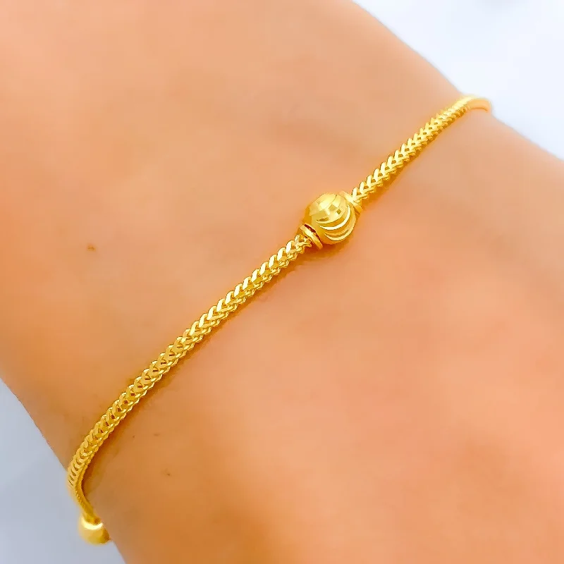 Women’s stackable bracelets-Everyday Lightweight 22k Gold Orb Bracelet