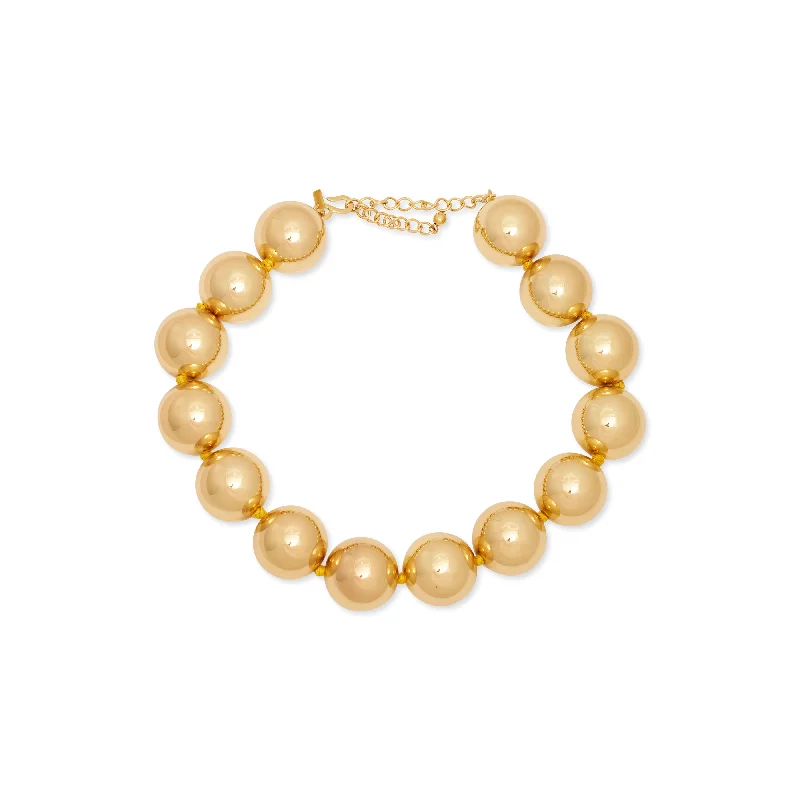 Women’s gold-plated necklaces-Statement Gold Ball Necklace