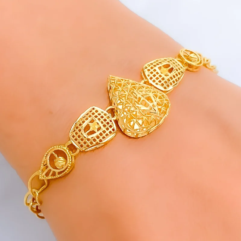 Women’s personalized bracelets-Luxurious Bold Graceful 21k Gold Bracelet