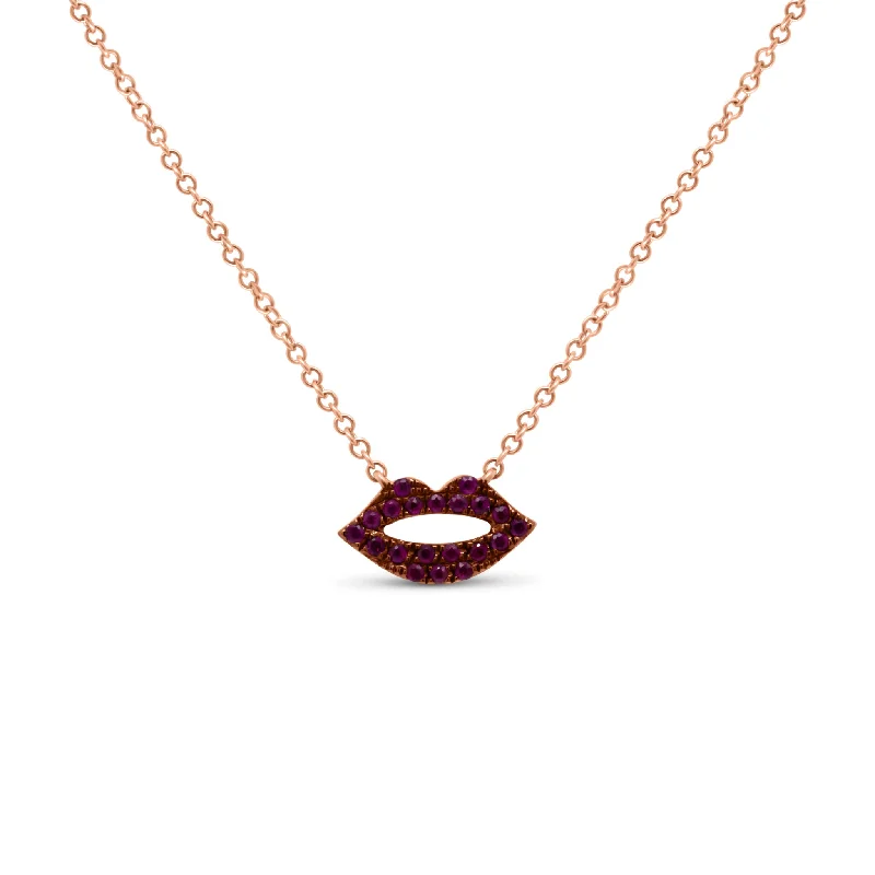 Women’s diamond necklaces-Ruby Lips Pendant