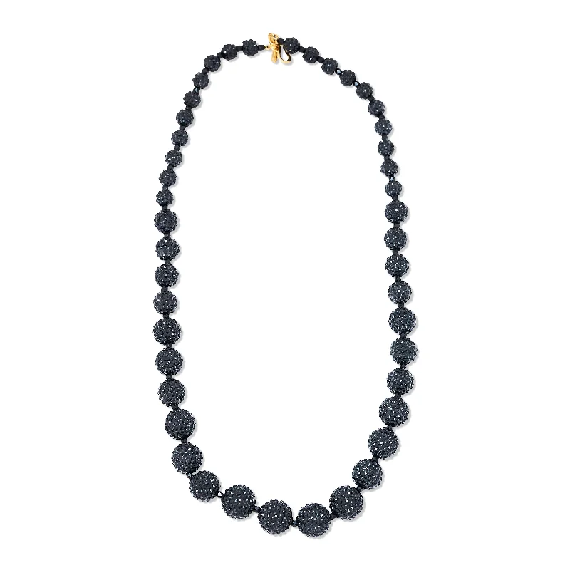 Women’s layered diamond necklaces-Midnight Majesty Pave Ball Necklace