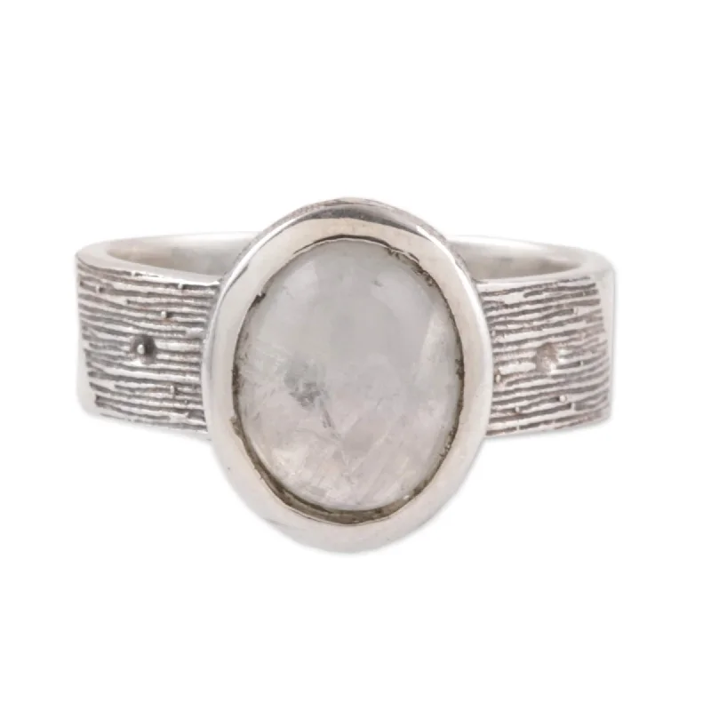 Women’s double stone rings-Novica Handmade Celestial Elegance Moonstone Single Stone Ring