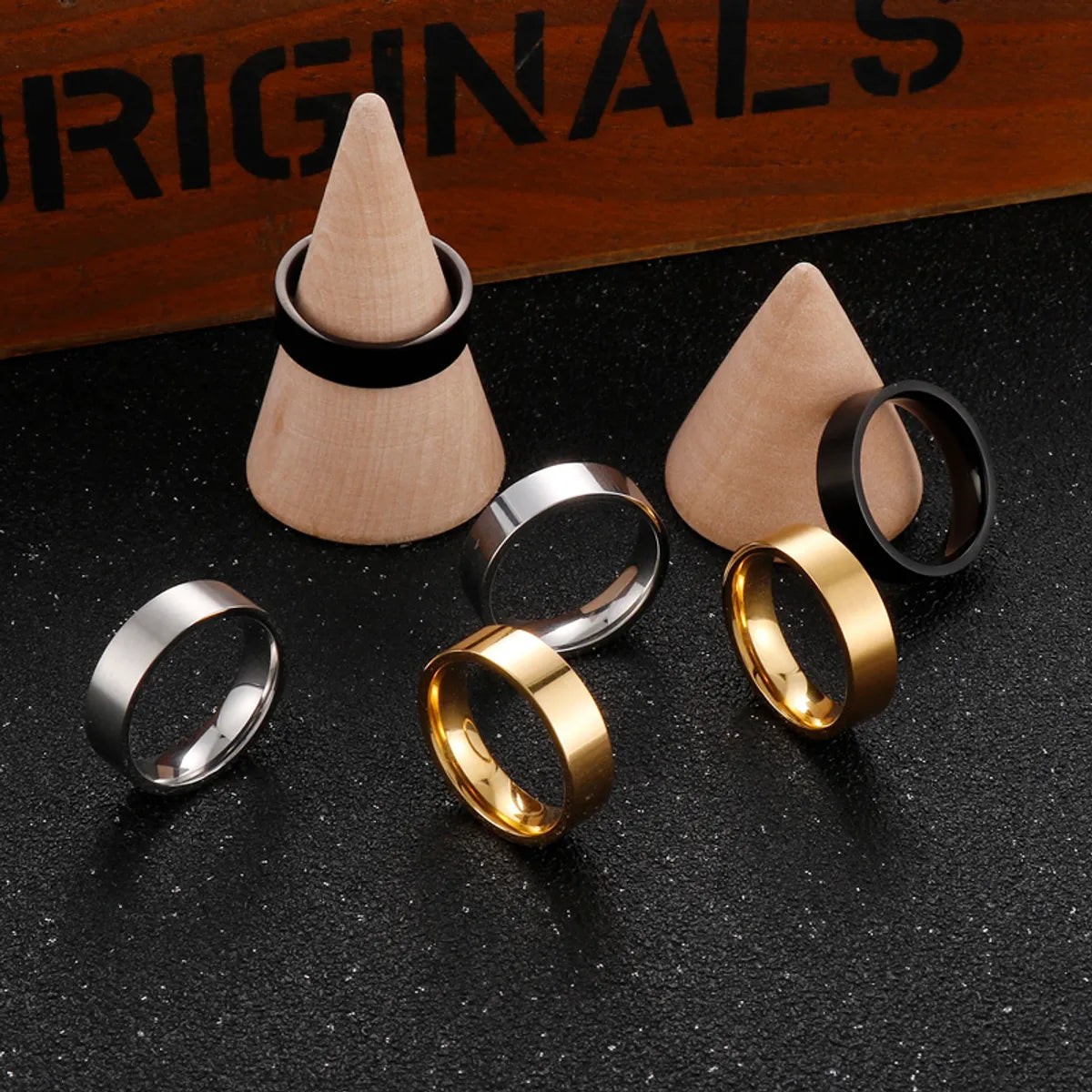 Women’s trendy rings-Simple Style Solid Color Stainless Steel Plating Rings 1 Piece