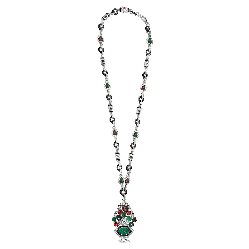 Women’s sparkling necklaces-"Tutti Frutti" Deco Pendant Necklace