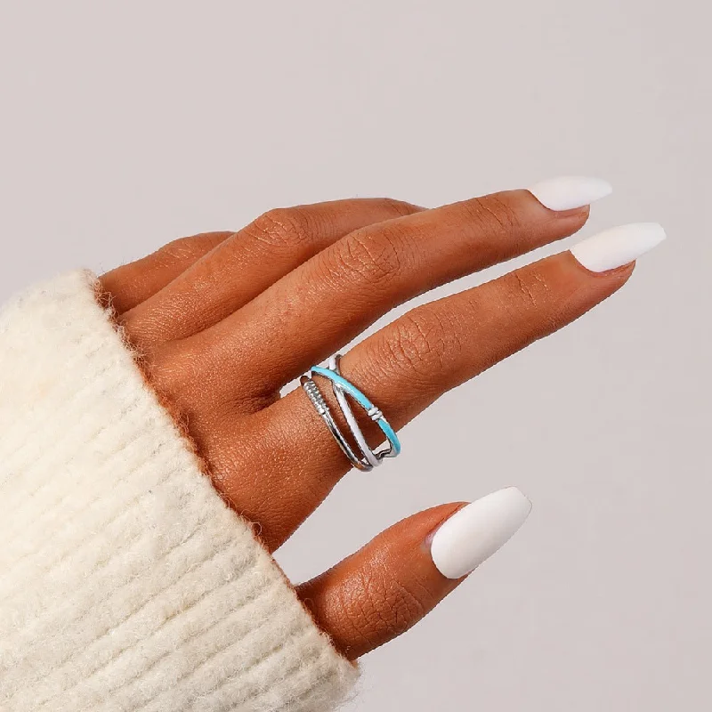 Women’s stackable rings-Simple Style Commute Printing Stainless Steel Plating Gold Plated Rings