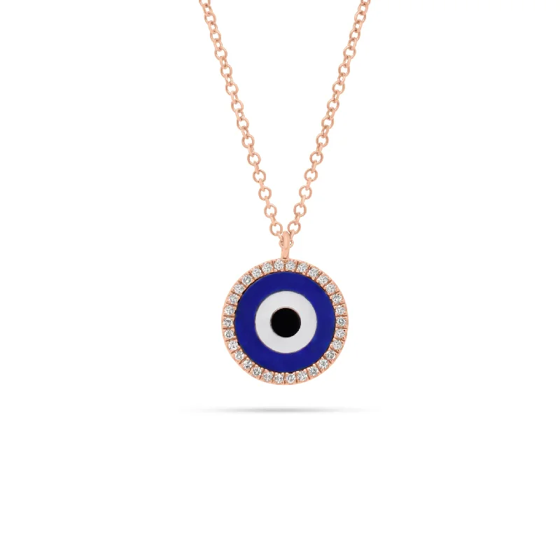 Women’s pearl and diamond necklaces-Lapis & Diamond Evil Eye Pendant