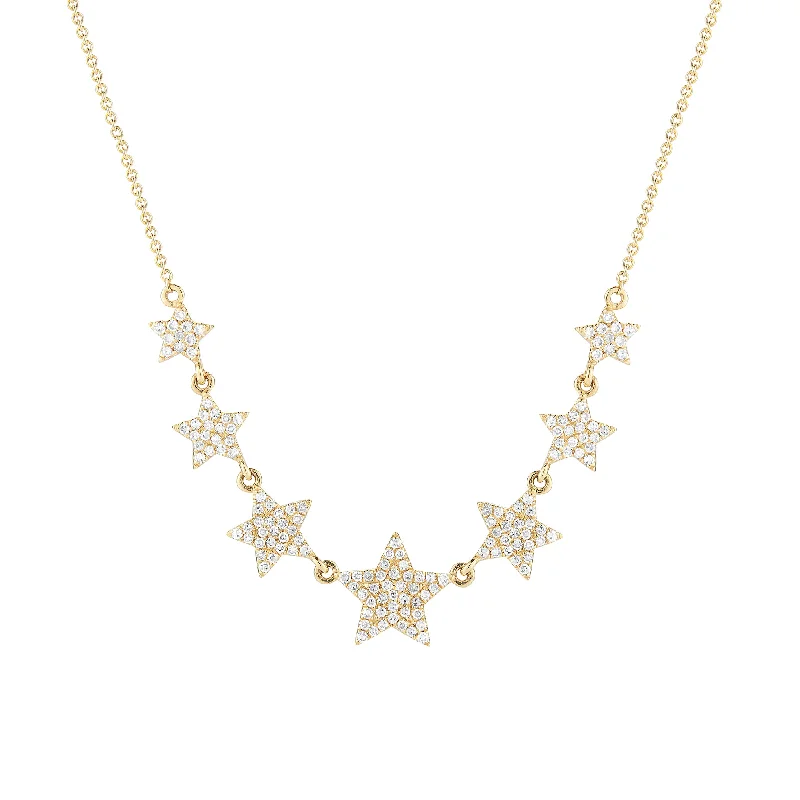 Women’s custom name necklaces-Diamond Graduated Star Necklace