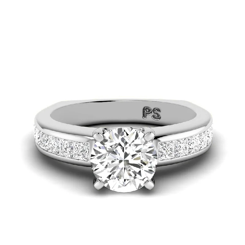 Women’s engagement rings with side stones-1.20-3.70 CT Princess & Round Cut Lab Grown Diamonds - Engagement Ring