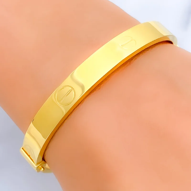 Women’s gemstone bangle bracelets-Timeless Dapper 22K Gold Thick Bangle Bracelet