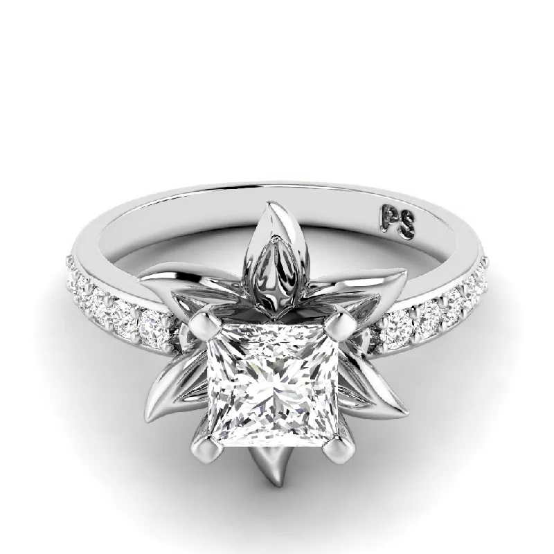 Women’s elegant engagement rings-0.75-3.25 CT Round & Princess Cut Diamonds - Engagement Ring