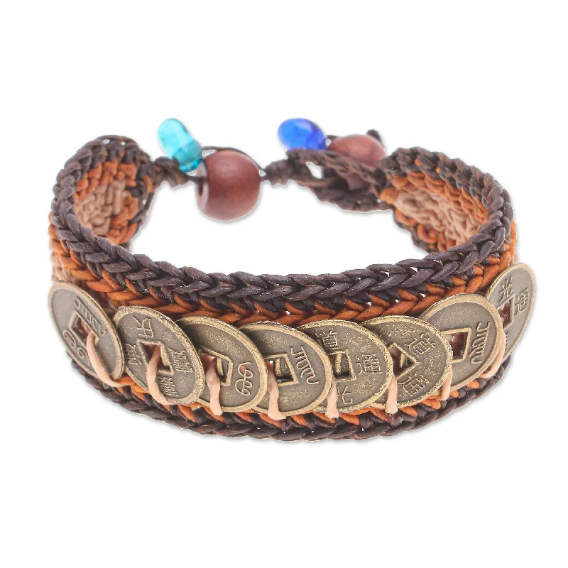 Women’s luxury bracelets-Novica Handmade Earth Coins Beaded Wristband Bracelet