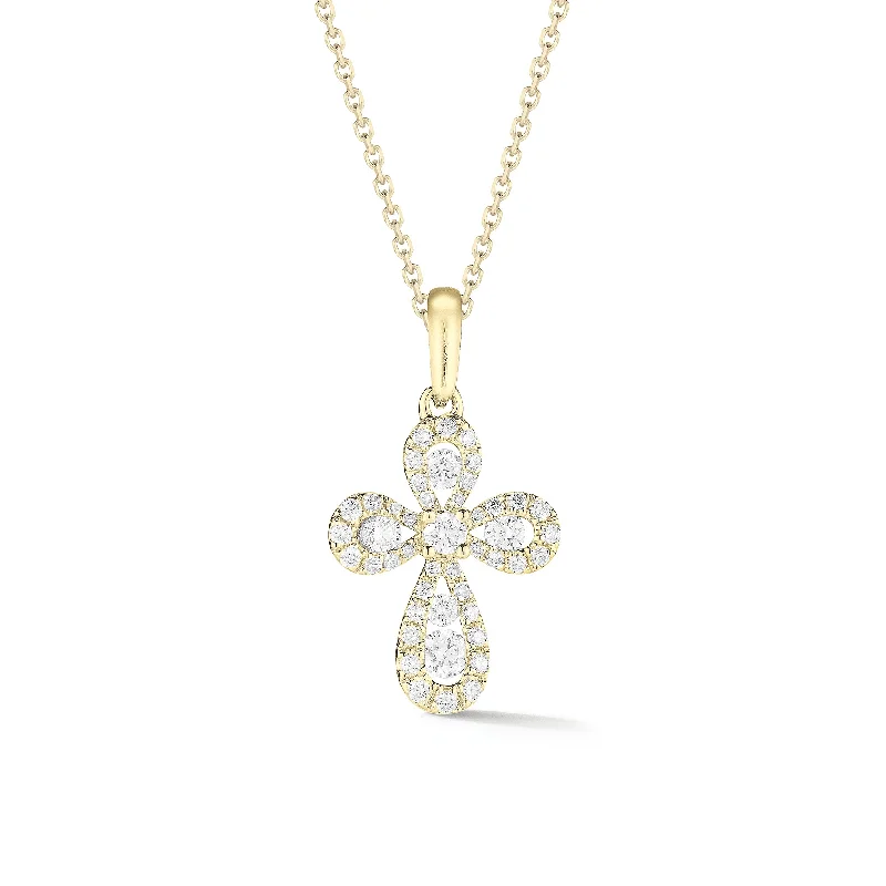 Women’s gemstone choker necklaces-Diamond Mini Rounded Cross Pendant