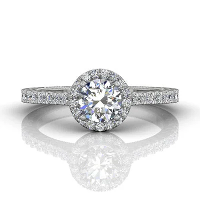 Women’s dual diamond engagement rings-Martin Flyer Diamond Engagement Ring Setting in 14kt White Gold (1/3ct tw)