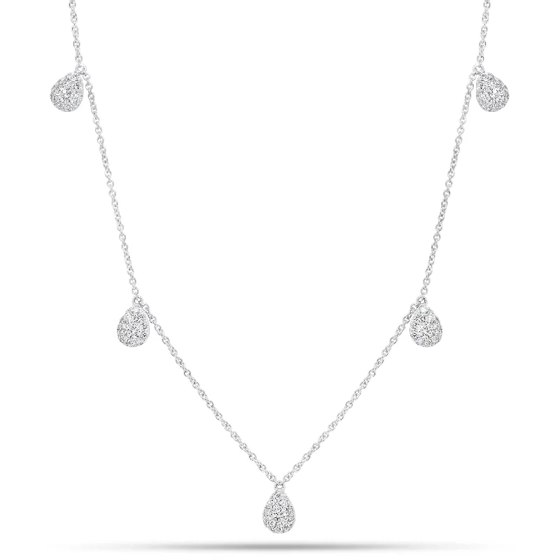 Women’s vintage diamond necklaces-Diamond Teardrops Necklace