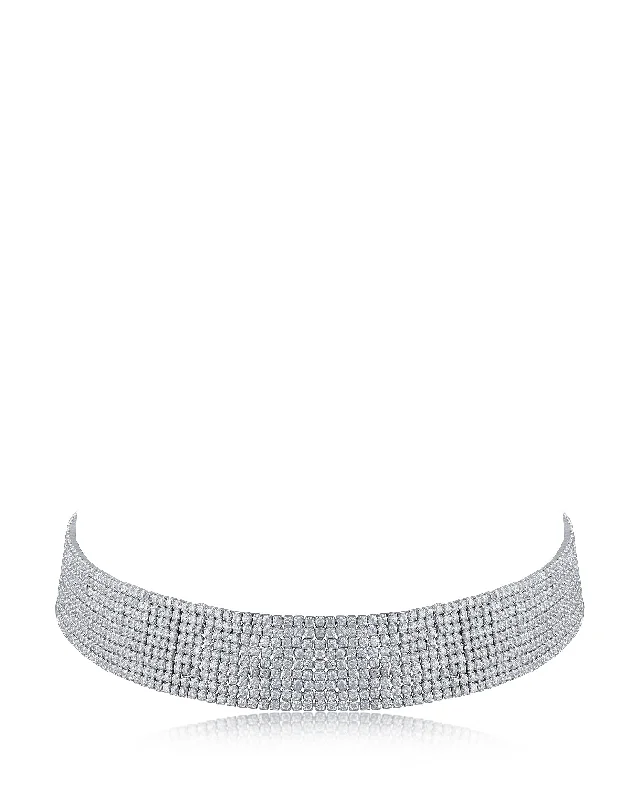 Women’s diamond necklaces-Round Cubic Zirconia Choker Necklace