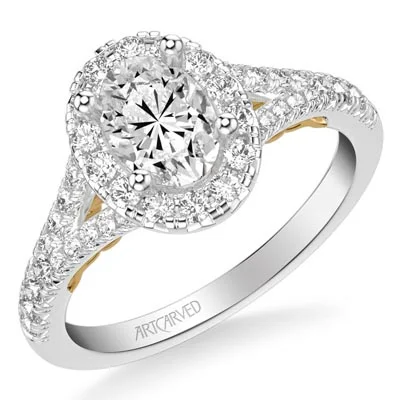 Women’s matching wedding and engagement rings-Artcarved Diamond Engagement Ring Setting in 14kt White and Yellow Gold (5/8ct tw)