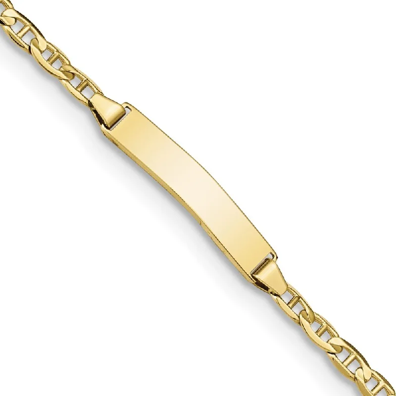 Women’s silver cuff bracelets-10k Yellow Gold Anchor Link ID Bracelet, 7" (W-4.01mm)