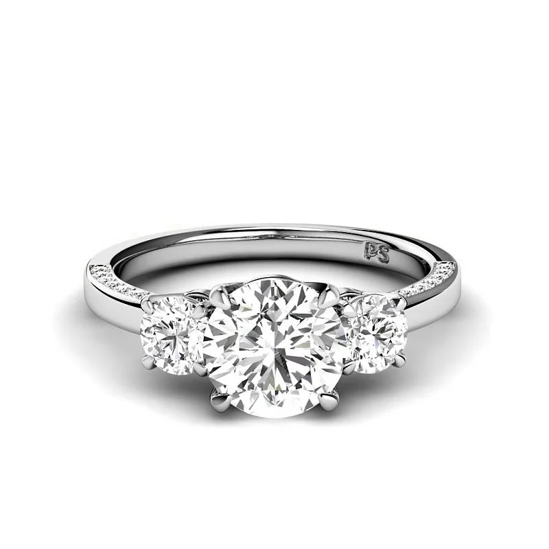 Women’s diamond engagement rings with accents-1.20-3.70 CT Round Cut Lab Grown Diamonds - Engagement Ring