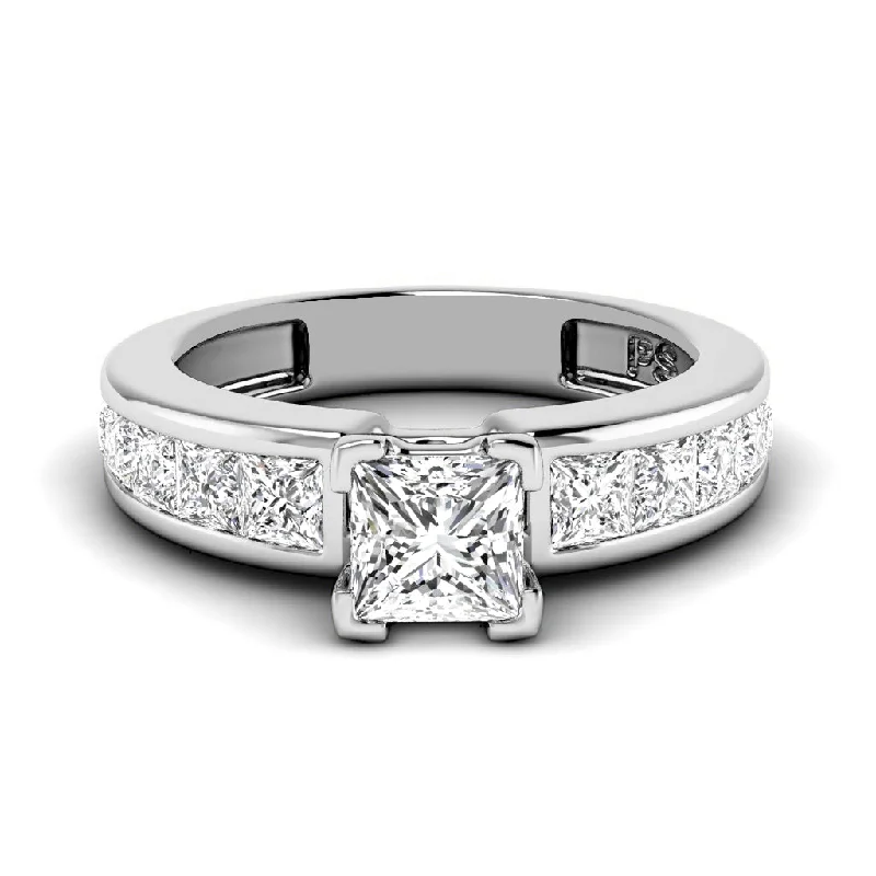 Women’s platinum diamond engagement rings-1.70-4.20 CT Princess Cut Lab Grown Diamonds - Engagement Ring