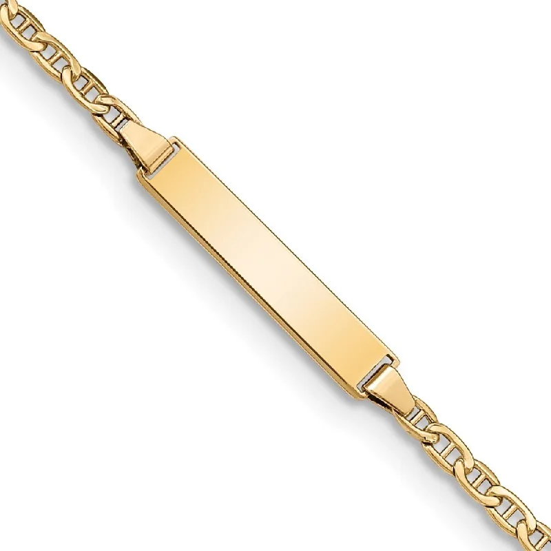 Women’s birthstone bangles-14k Yellow Gold 4.5mm Semi-Solid Polished Anchor ID Bracelet, 5.5"