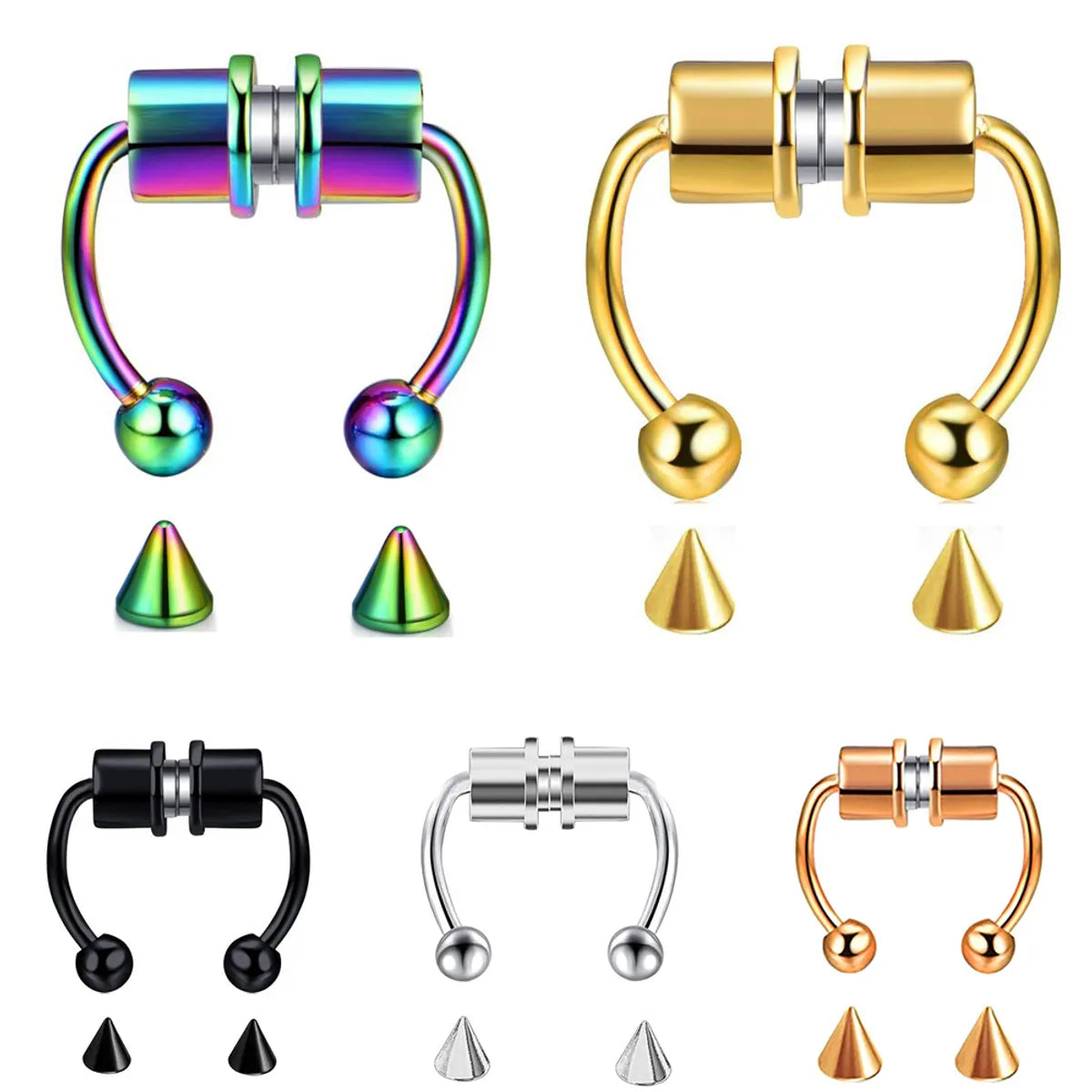 Women’s cocktail rings-Fashion Geometric Stainless Steel Plating Nose Ring