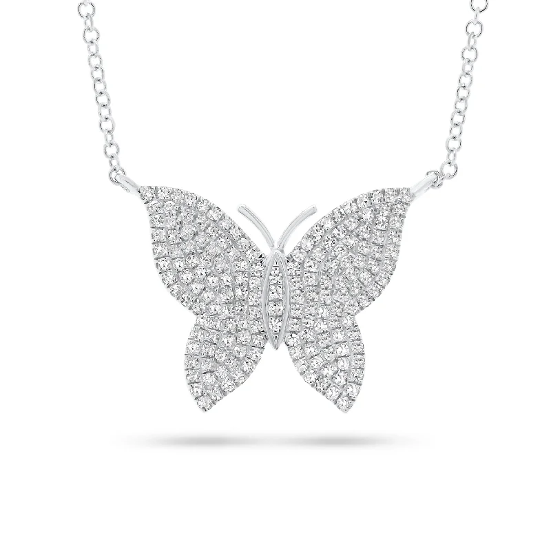 Women’s elegant pearl necklaces-Single Cut Butterfly Necklace