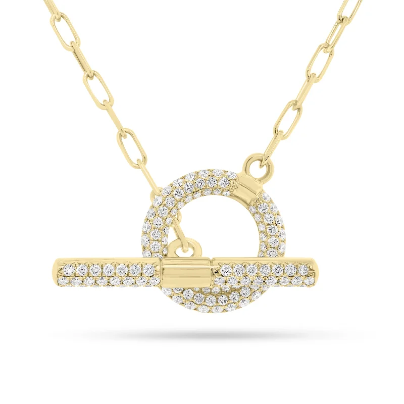 Women’s cross necklaces-Pave Diamond Toggle Pendant Necklace