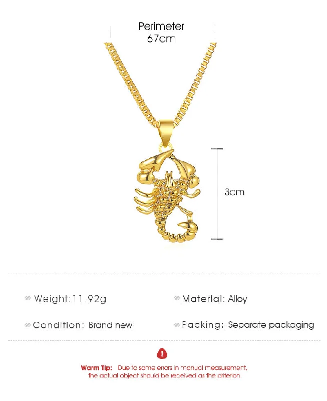 Women’s personalized charm necklaces-New Necklace Hipster Imitation Gold Scorpion Pendant Necklace Hip Hop Style Hollow Necklace Sweater Chain Wholesale Gooddiy