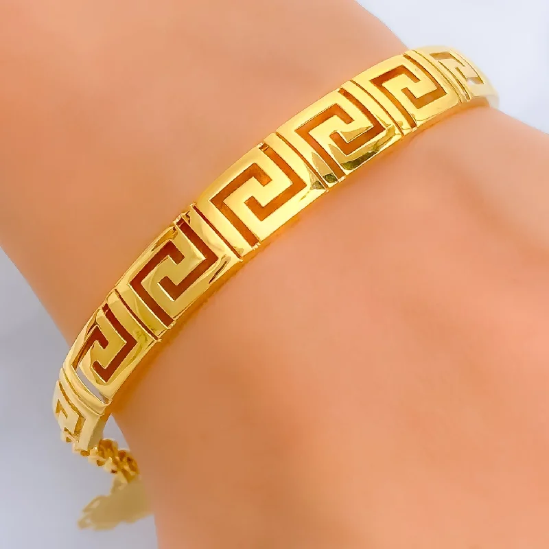 Women’s bangle bracelets-Gleaming Lustrous 21K Gold Contour Flexi Bangle Bracelet