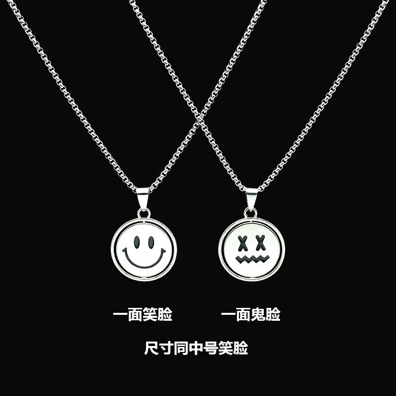 Rotating Ghost Face Titanium Steel Necklace 70cm