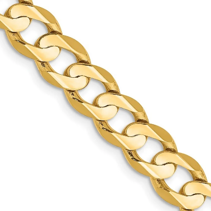 Women’s friendship bracelets-Curata 14k Yellow Gold Solid Polished 6.75mm Open Concave Curb Chain Bracelet Lobster Claw