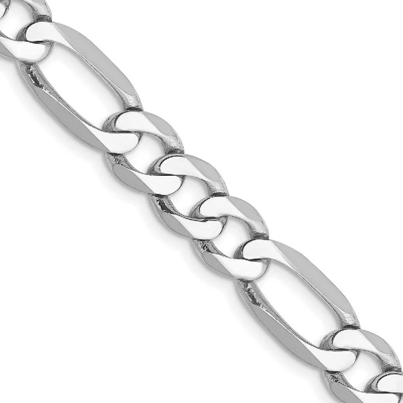 Women’s handmade bangles-Curata 14k White Gold 7mm Flat Figaro Chain Bracelet