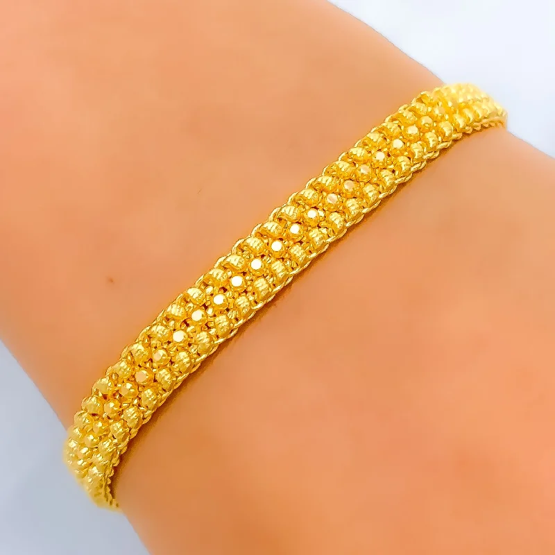 Women’s simple bangles-Dainty Flat 22k Gold Bracelet