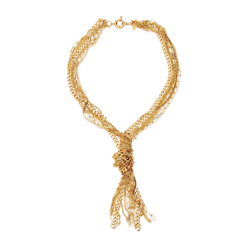 Women’s vintage diamond necklaces-Gold Knotted Chain Necklace