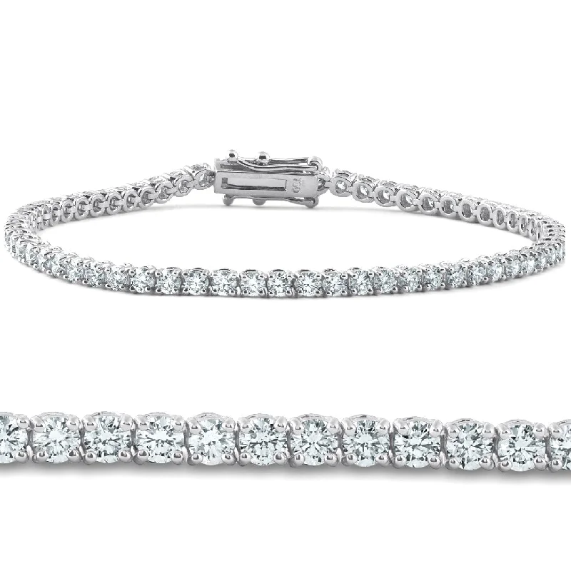 Women’s vintage charm bracelets-Certified 4 Carat (ctw) Real Diamond Tennis Bracelet White Gold 7"