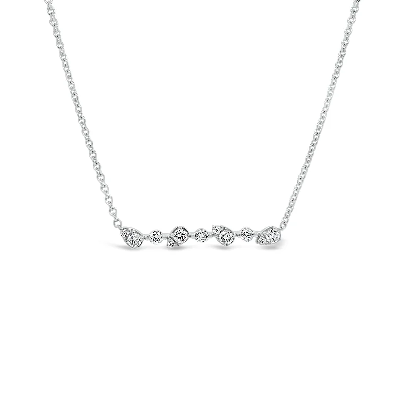 Women’s adjustable chain necklaces-Diamond Teardrops & Circles Bar Pendant