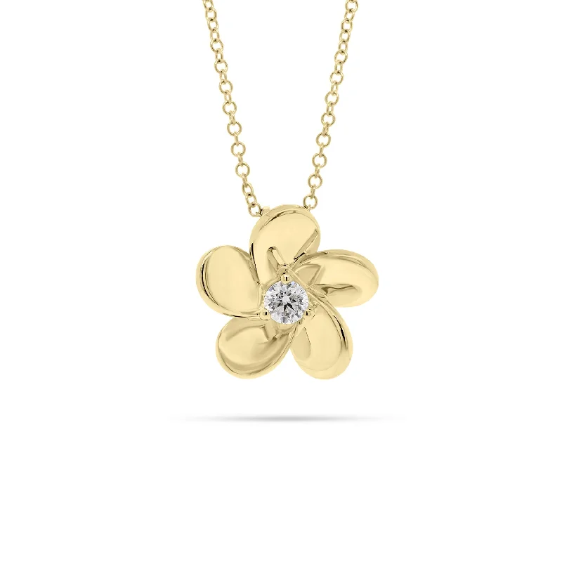 Women’s layered gold necklaces-Diamond Simple Flower Pendant