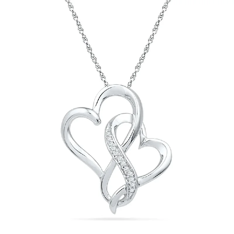 Women’s sterling silver necklaces-Double Heart Infinity Necklace, Silver