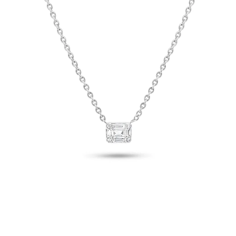 Women’s layered diamond necklaces-Emerald Illusion Pendant Necklace