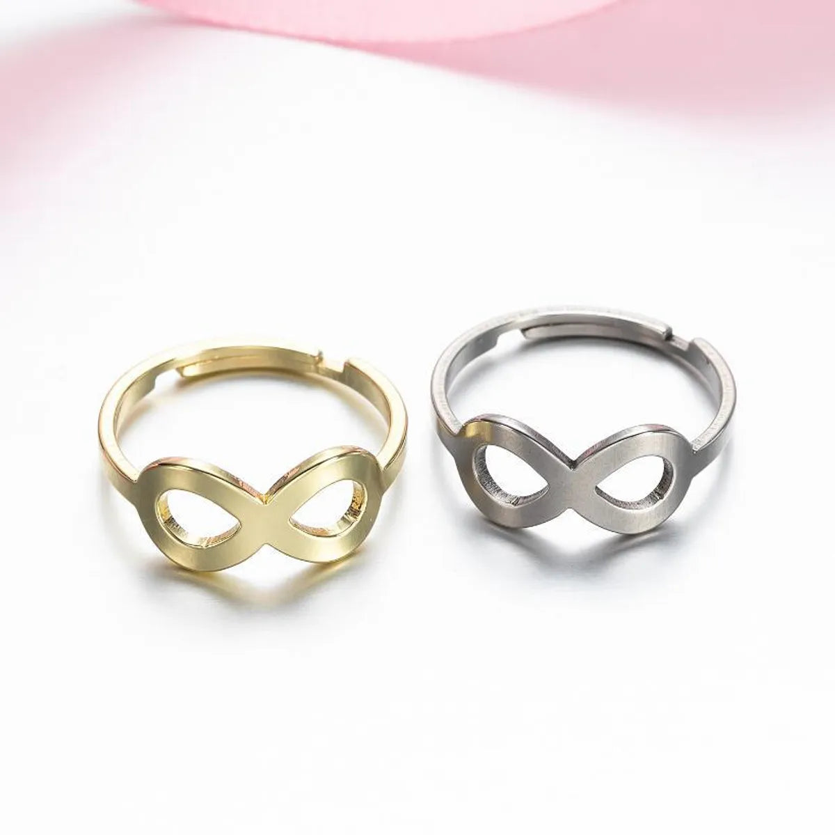 Women’s statement gold rings-Simple Style Number Stainless Steel Plating Open Rings