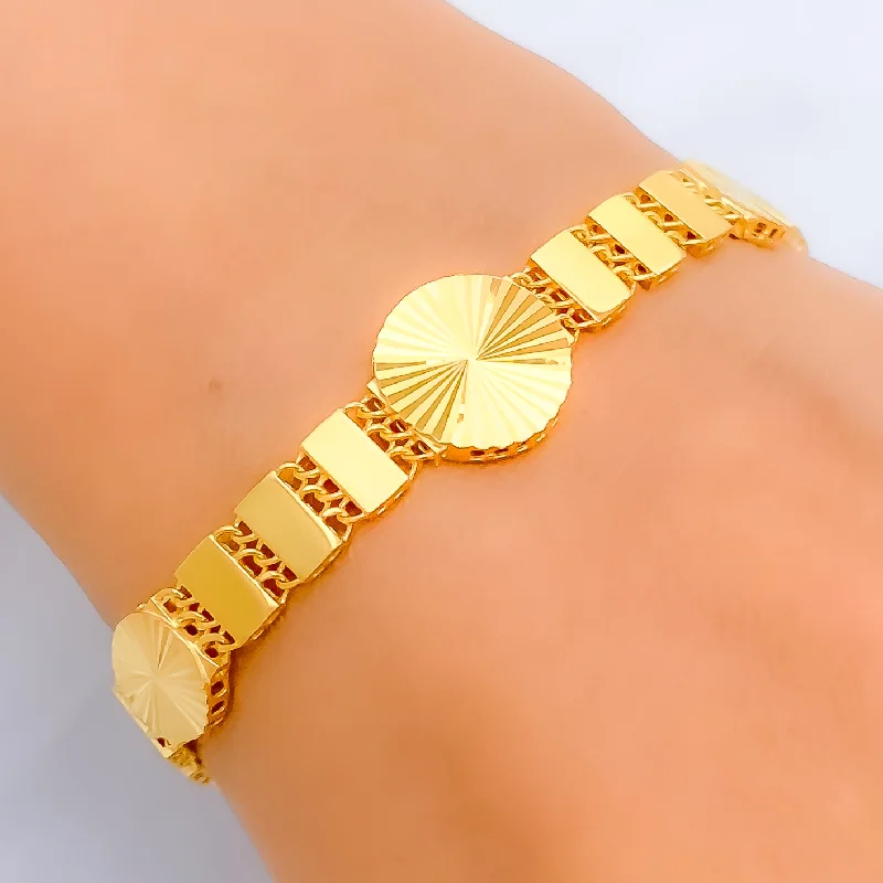 Women’s gold friendship bracelets-Elevated Fancy 22k Gold Bracelet