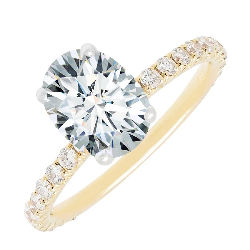 Women’s diamond halo engagement rings-Oval Diamond Engagement Ring Setting in 14kt Yellow Gold (3/8ct tw)