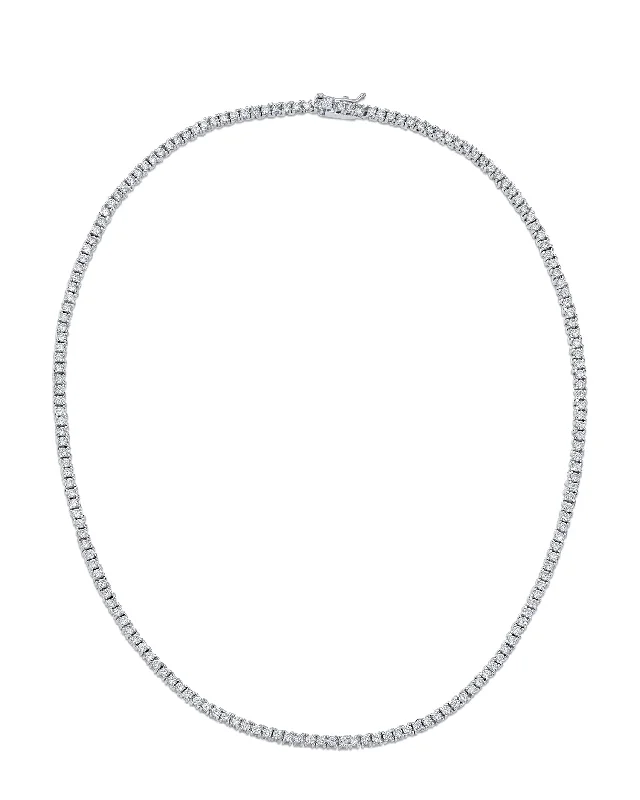 Women’s layered silver necklaces-Round Cubic Zirconia Tennis Necklace