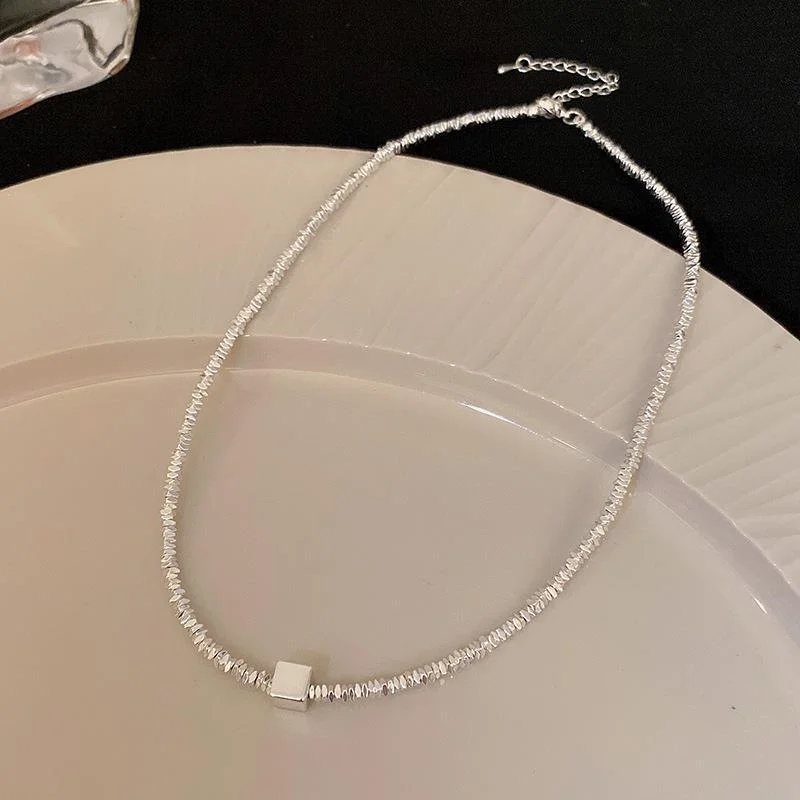 6# Necklace-Silver Broken Silver Square